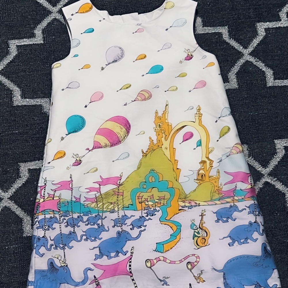 Dr Seuss Colorful Playful Smock Sleeveless Dress